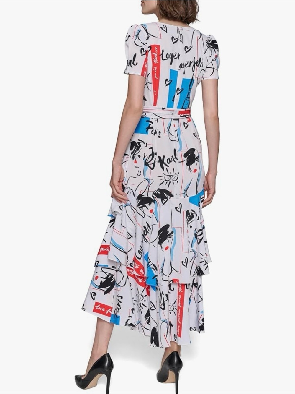 Karl Lagerfeld Paris Print belted shirt dress-size 10 NWOT - Picture 2 of 13